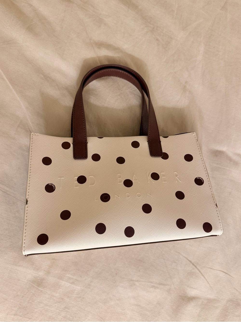 Ted Baker Cream Tote with Brown Polka Dots